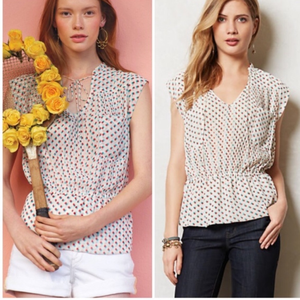 Anthropologie Isani Venn cap sleeve polka dot
